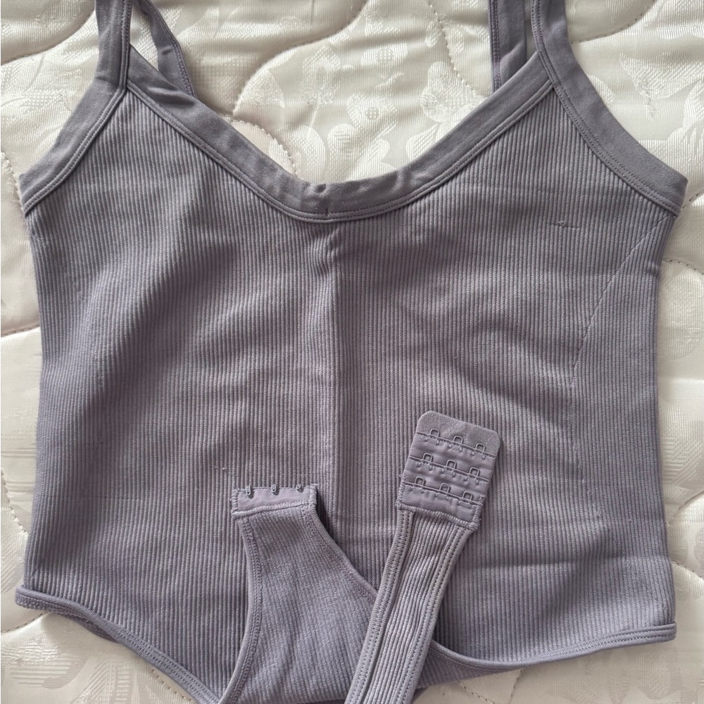 Gray Ribbed Bodysuit